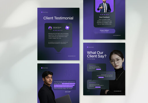Client Testimonial Social Media Post Template Set