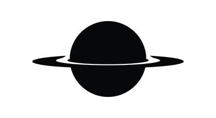 A stark black silhouette of saturn and its rings against a white background silhouette © AL-AMIN