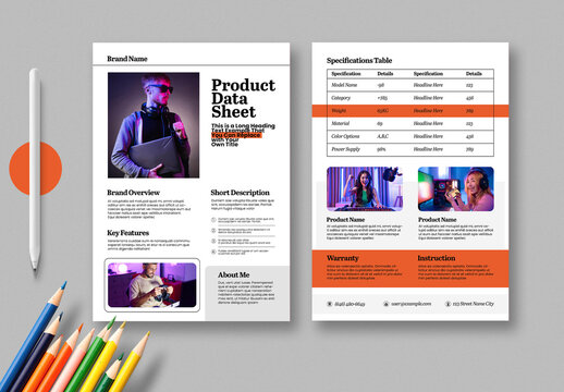 Product Data Sheet Design Template