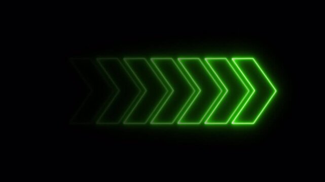 arrow moving forward animation on transparent background. left to Right directional arrow loop animation with alpha channel in 4k.
