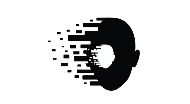 Glitch effect on a man's head silhouette