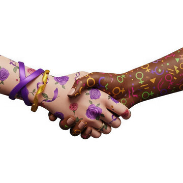 Hands holding with tattoos isolated on transparent background