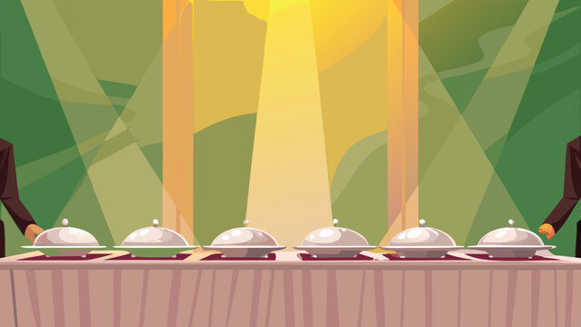 Serving Vip Guests Scene Vector Illustration of c
