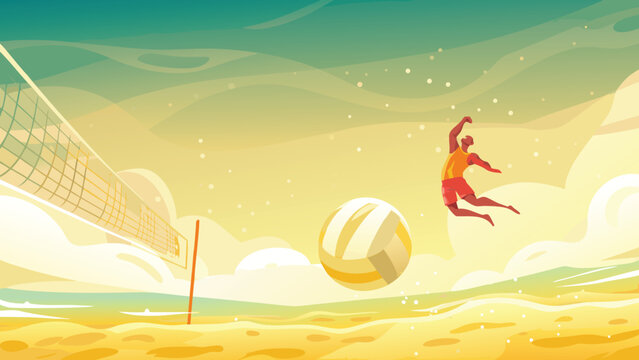 Volleyball Jump Spike Scene Vector Illustration o
