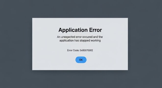 Application error message on computer screen