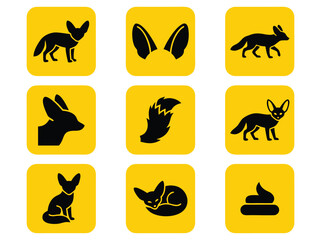 Fototapeta premium Fennec Fox Icons Set.