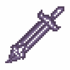 Obraz premium Pixelated purple sword is displayed on a white background