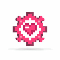 Obraz premium Vibrant pink pixel art heart shape stands out in digital graphic design