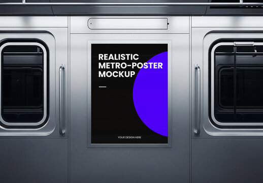 Advertising Poster Mockup on Subway Metro Train