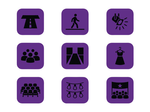 Collection of Purple Icons Representing Various Concepts.