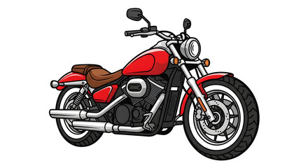 Obraz premium Red cruiser motorcycle illustration isolated on white background