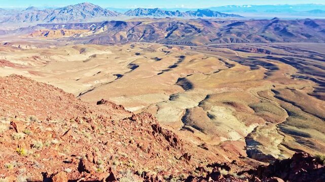 Scenic mountain range view from Dante Ridge Mount Perry trail in Death Valley California