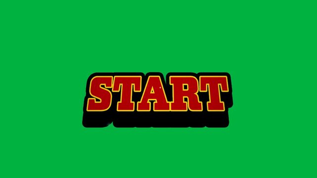 Cyan splash fading, START word holding on transparent bg exiting down with gold streak title reveal