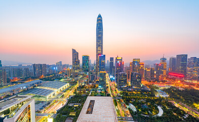 Obraz premium Beautiful cityscape of Ping An Finance Center, Futian District, Shenzhen, China