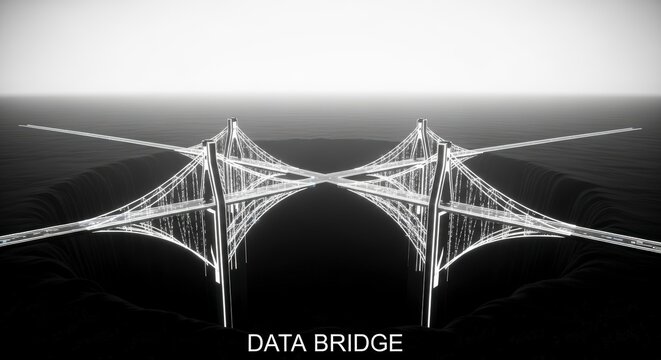 Futuristic bridge data connection technology.