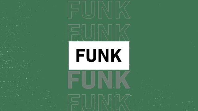 Animation of funk text in repetition on grey background