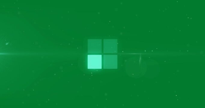 Animation of four blue loading squares moving on black background