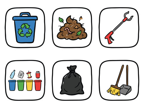 Collection of Sanitation and Cleaning Icons.