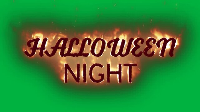 Animation of halloween text made of fire on white background