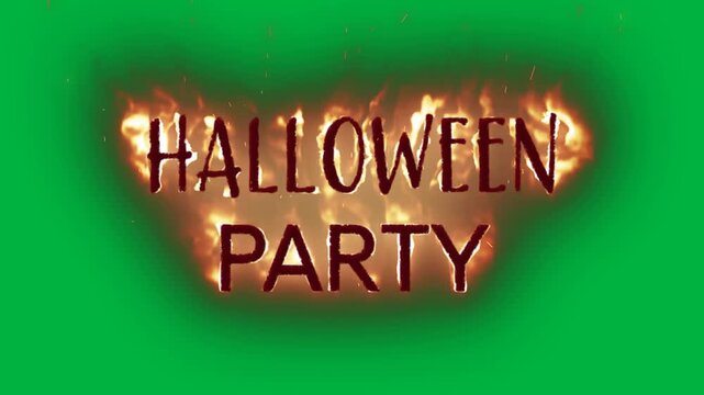 Animation of halloween text made of fire on white background