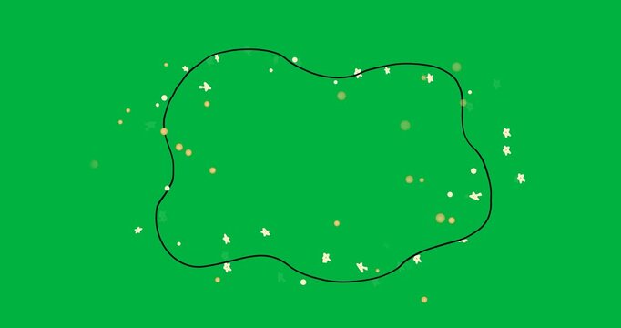 Animation of shape over christmas decorations on white background