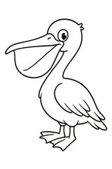 Obraz premium Isolated cartoon vector illustration of a wild white pelican bird with a large beak in nature