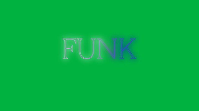 Animation of neon funk text on black background