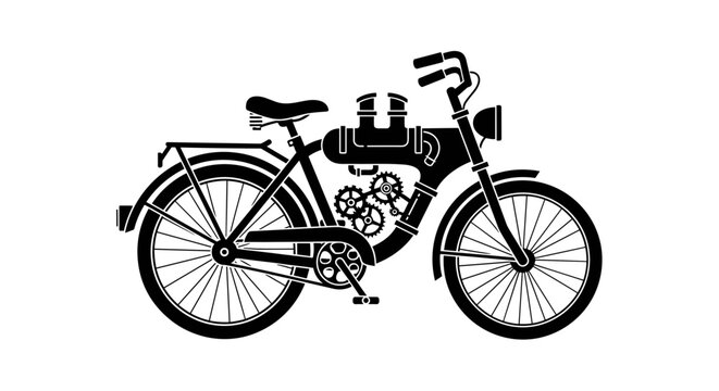 Vintage Motorized Bicycle Illustration.