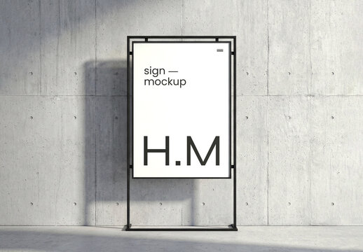 Outdoor Advertising Stand Sign Poster Mockup