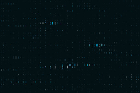 Abstract binary code stream on dark background for cybersecurity and data encryption concepts