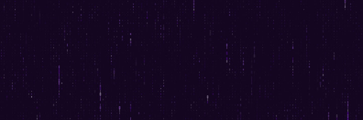 Fototapeta premium Purple Quantum Computing Data Stream Background, Cybersecurity Encryption Matrix Pattern