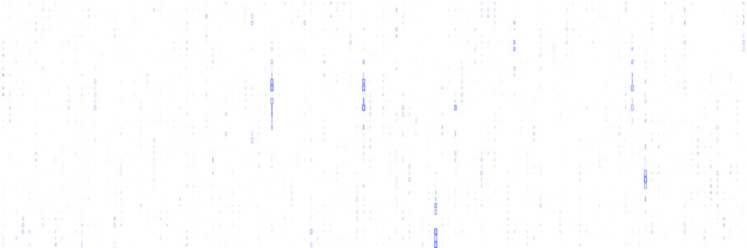 Abstract Blue Binary Code Rain on White Background for Cybersecurity and Data Privacy