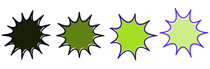 Green Comic Book Speech Bubbles, Retro Pop Art Explosion Stickers, Graphic Design Elements © SimpleDesignStudio