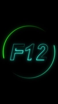 Cyan neon letter symbol with green arc animation on black background. Cyan neon letter futuristic technology concept. Cyan neon letter glowing digital logo style symbol visual.