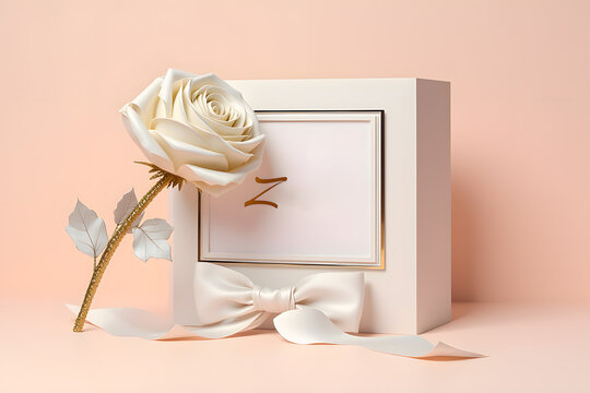 Elegant Gift Box with White Rose and Gold Initial Z