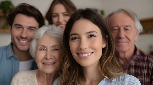 Gene ns of people smiling together emphasizing warmth and strong family bonds in a comfortable home setting