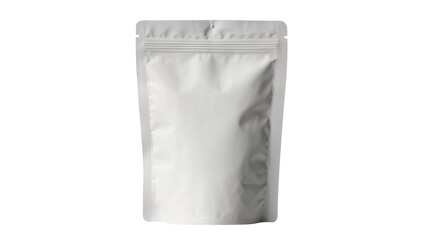 Isolated blank white matte stand-up pouch for product packaging with zipper closure © Maria