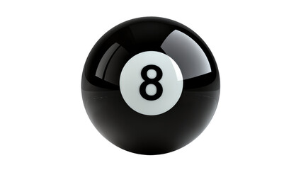 Isolated realistic shiny black billiard eight ball with number eight, professional game © Maria