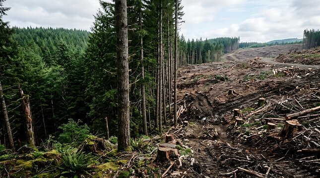 Deforestation and ecological impact A visual representation of forest destruction and its consequences