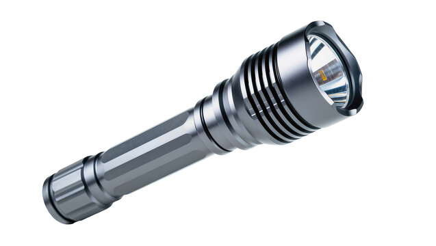Isolated durable aluminum alloy LED flashlight with metallic silver finish for outdoor activities