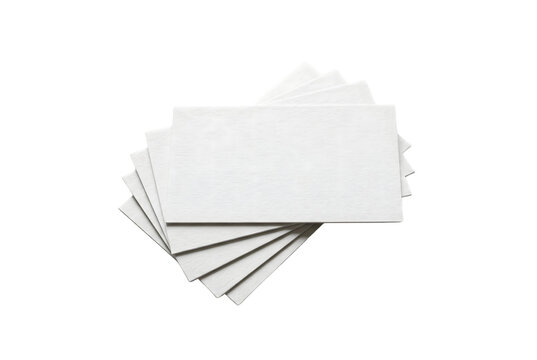 Stack of blank white textured business cards mockup for corporate branding. Isolated on transparent background, png