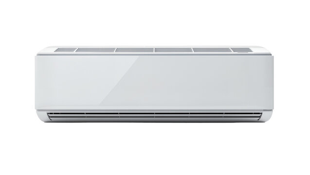 Isolated modern white air conditioner unit for home comfort and climate control technology