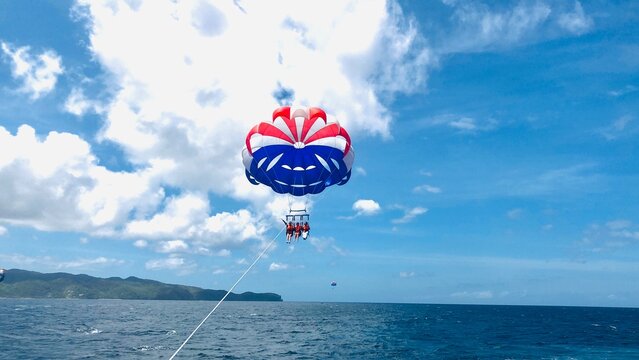 kite surfing on the sea