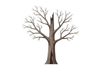 Obraz premium A solitary bare tree with a broken trunk stands tall.