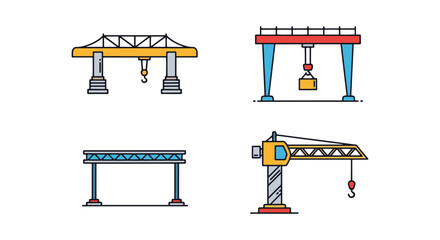 Fototapeta premium Overhead Crane Line art vector minimal abstract colorful shapes