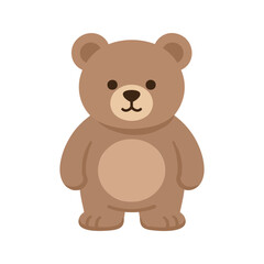 Fototapeta premium Cute teddy bear standing upright with a round belly and fluffy ears on a white background