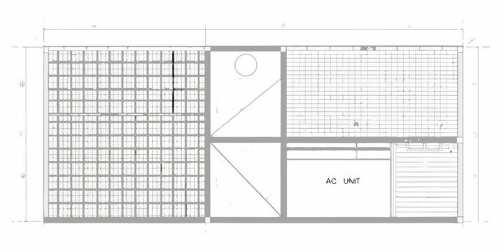 Architectural plan depicting an exterior wall with ventilation and an ac unit