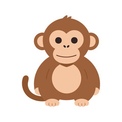 Fototapeta premium Cartoon monkey with a round body stands on a white background