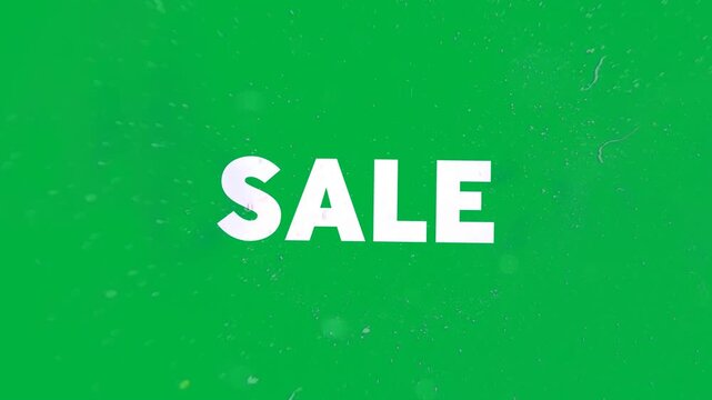 Animation of sale text in colorful letters filling to white on white background