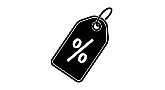 Black sale tag with percentage off symbol on white background